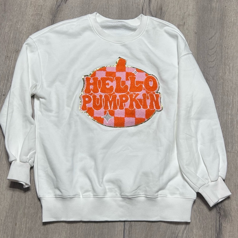 Fall Sweatshirt with Orange Pumpkin Design